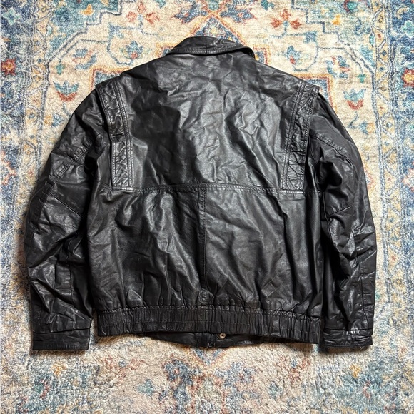 Vintage Boulevard Club Black Zip-up Leather Jacket Large - Picture 2 of 4